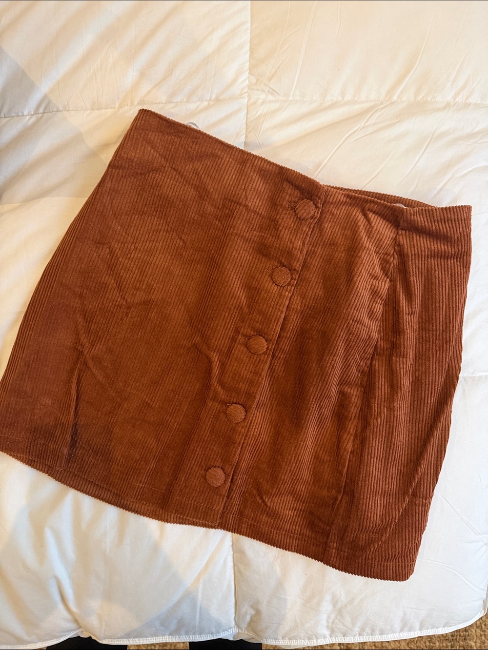 Lulu's Rust Brown Corduroy Button-Front Mini Skirt